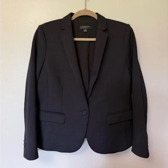 Ann Taylor Women's Black classic office minimalist Blazer jacket - Picture 2 of 9